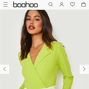 NWT boohoo black front wrap tailored body suit.     Never worn. U.S size 10